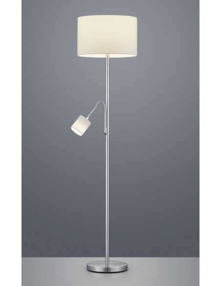 Trio Hotel – Lampadaire avec liseuse flexible, abat-jour textile, max. 60W + 18W