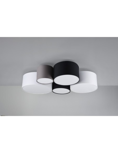 Trio Hotel – Plafonnier multicolore, abat-jour tissu, pour salon/chambre, max 5x42W