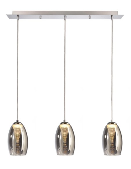 Suspension Led verre chromé Electra 3 points lumineux - Deko Light Leluminaireled.com