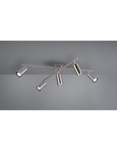 Trio Marley – Éclairage plafond à 5 ampoules, spots directionnels, structure en métal finition nickel mat