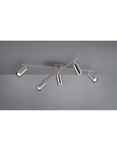 Trio Marley – Éclairage plafond à 5 ampoules, spots directionnels, structure en métal finition nickel mat