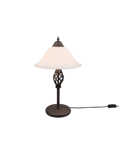 Trio Rustica – Lampe de table style maison de campagne, verre élégant et finition rouille