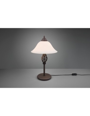 Trio Rustica – Lampe de table rustique avec interrupteur à cordon et design classique