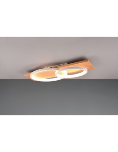 Trio Barca – Plafonnier avec lumière indirecte, ajustable et élégant en bois naturel