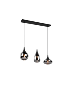 Trio Lumina – Suspension LED 3xE14, abat-jours en verre chrome étuvé, design moderne