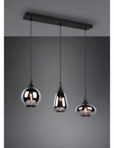 Trio Lumina – Suspension LED 3xE14, abat-jours en verre chrome étuvé, design moderne 2