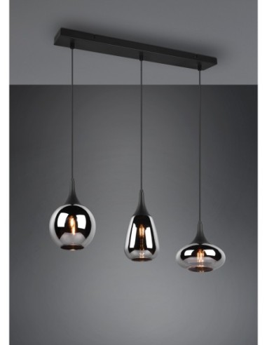 Trio Lumina – Luminaire suspendu élégant, verre et chrome, ambiance lumineuse unique
