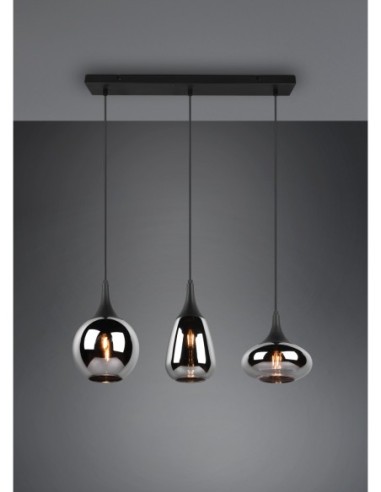 Trio Lumina – Suspension LED, abat-jours verre et métal, lumière économe et chic