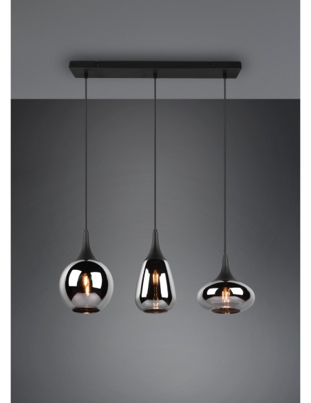 Trio Lumina – Suspension LED, abat-jours verre et métal, lumière économe et chic