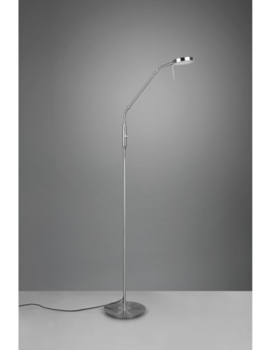 Trio Monza – Lampadaire moderne, LED intégrée, 1400 lm, abat-jour orientable, finition nickel