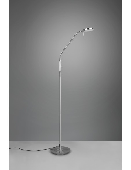 Trio Monza – Lampadaire moderne, LED intégrée, 1400 lm, abat-jour orientable, finition nickel