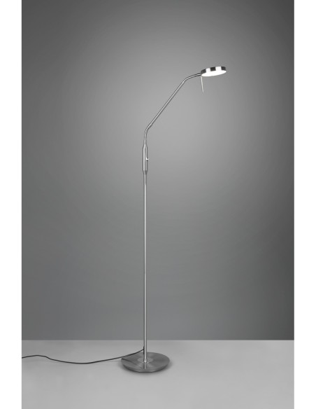 Lampadaire LED 12W, 2300–4000K, 1400lm, variateur tactile, nickel mat – Trio - Monza