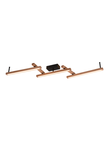 Trio Bellari – Plafonnier LED 36W, réglage de la luminosité, bois clair et noir mat