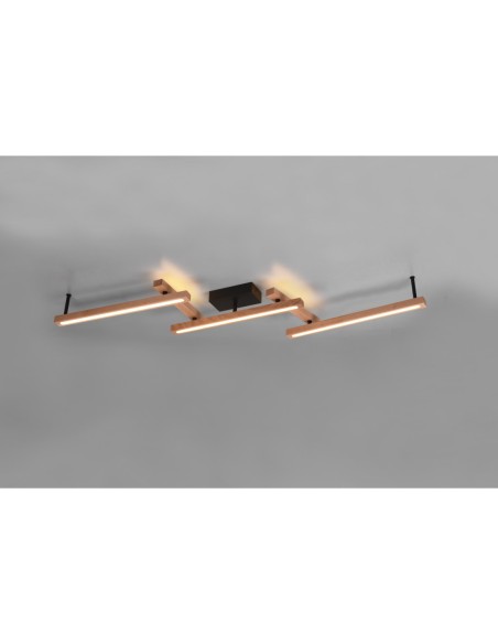 Trio Bellari – Plafonnier LED, 36W, 4200lm, bois et métal, télécommande incluse