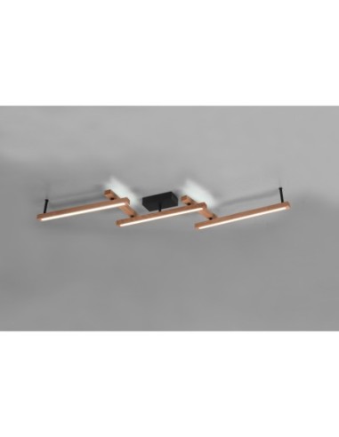 Plafonnier LED 36W, 4200 Lm, Bois naturel, Noir mat, Commande à distance – Trio - Bellari