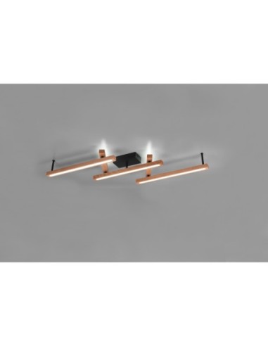 Plafonnier LED 36W, 4200 Lm, Bois naturel, Noir mat, Commande à distance – Trio - Bellari