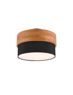 Trio Seasons – Plafonnier 2xE14, max. 40W, tissu noir et bois clair, nickel mat