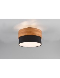 Trio Seasons – Plafonnier 2xE14, max. 40W, tissu noir et bois clair, nickel mat 2