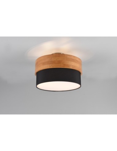 Trio Seasons – Plafonnier 2xE14, max. 40W, abat-jour en tissu noir, structure nickel mat