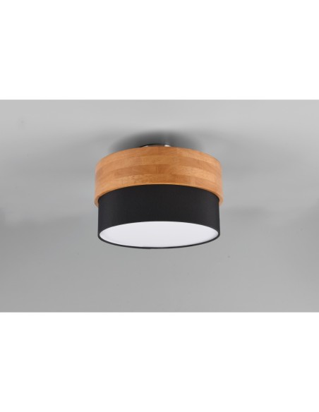 Plafonnier 2xE14 max. 40W, Tissu noir & bois naturel – Trio - Seasons