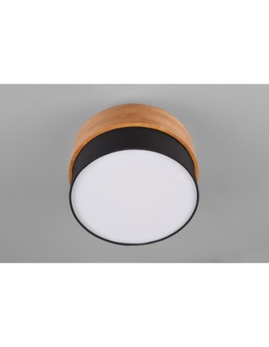 Plafonnier 2xE14 max. 40W, Tissu noir & bois naturel – Trio - Seasons