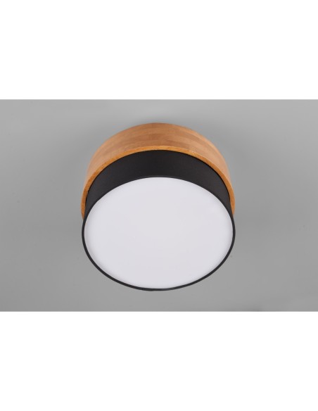 Plafonnier 2xE14 max. 40W, Tissu noir & bois naturel – Trio - Seasons