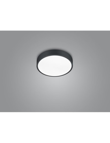 Trio Waco – Plafonnier LED dimmable 28W, 3200lm, noir mat, lumière modulable 2300 à 4000K