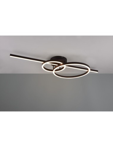 Trio Montilla – Plafonnier LED dimmable avec veilleuse, 6300lm, 2700-6000K, noir mat, télécommande incluse