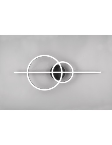 Plafonnier LED SMD 54W, 6300Lm, 2700-6000K, télécommande, Noir mat – Trio - Montilla