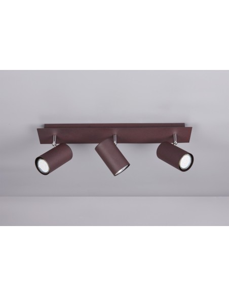 Trio Marley – Luminaire plafond 3 spots, métal couleur rouille, 3 x GU10 (non inclus), 35W max, 48 cm de large