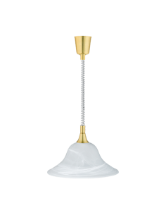 Trio Viola – Suspension classique en verre mat blanc balayé, métal finition laiton, 1 x E27 max 40W, 160 cm