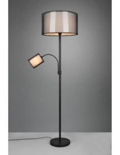 Trio Burton – Lampadaire 2 lumières, abat-jour double organza fumé, interrupteurs séparés, design moderne 2