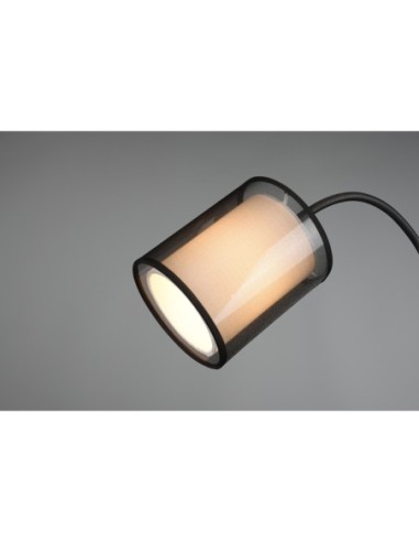 Trio Burton – Lampadaire contemporain avec double commande, abat-jour textile fumé, 1xE27 + 1xE14