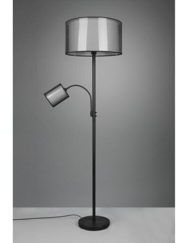 Lampadaire 1xE27 + 1xE14, max. 60W & 40W, Organza Fumé – Trio - Burton