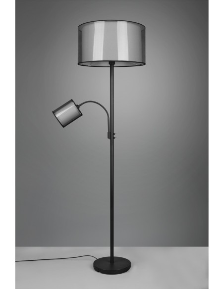 Lampadaire 1xE27 + 1xE14, max. 60W & 40W, Organza Fumé – Trio - Burton