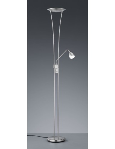 Trio Arizona – Lampadaire élégant avec double variateur, 2200 lm, 3000K, finition nickel mat