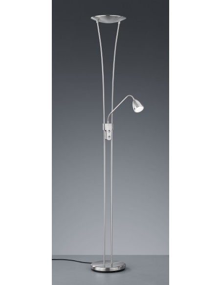 Trio Arizona – Lampadaire élégant avec double variateur, 2200 lm, 3000K, finition nickel mat