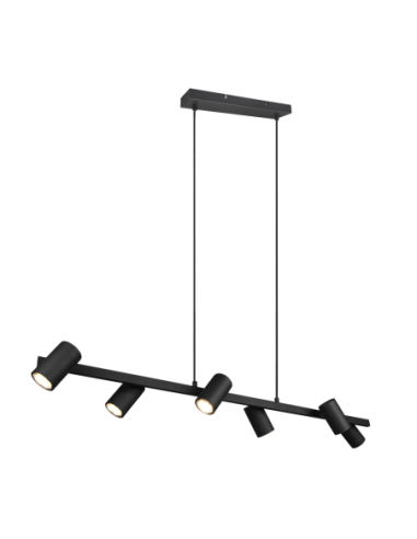 Trio Marley – Suspension 6xGU10, 35W, métal noir mat, design épuré