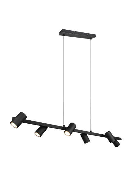 Trio Marley – Suspension 6xGU10, 35W, métal noir mat, design épuré