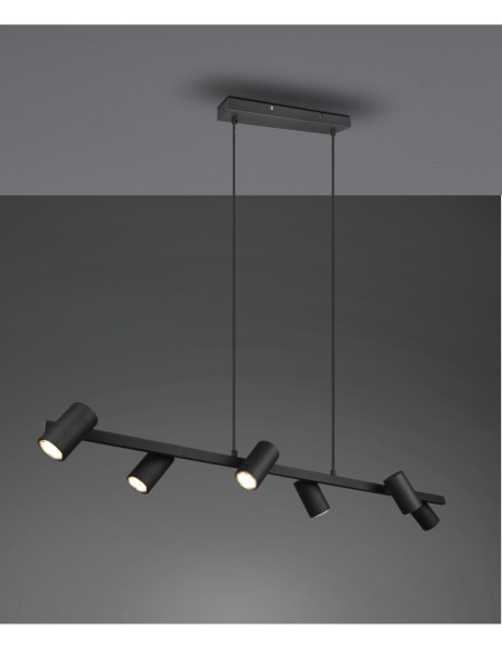 Trio Marley – Suspension moderne 6xGU10, lumière réglable, finition noire mat