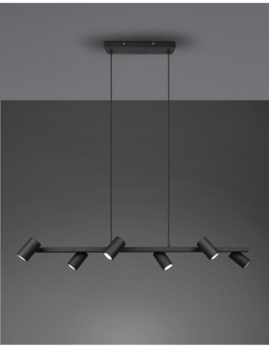 Trio Marley – Suspension élégante 6xGU10, 35W, style noir mat minimaliste