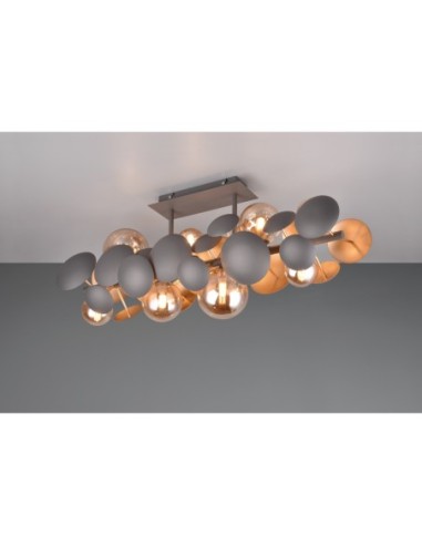 Trio Bubble – Plafonnier décoratif 8xG9, effet lumineux spectaculaire, verre ambré et métal anthracite
