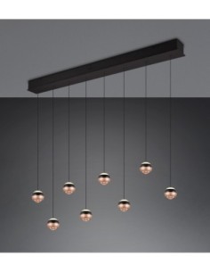 Trio Orbit – Suspension LED 8x8W, noir mat et café, lumière réglable et élégance moderne 2