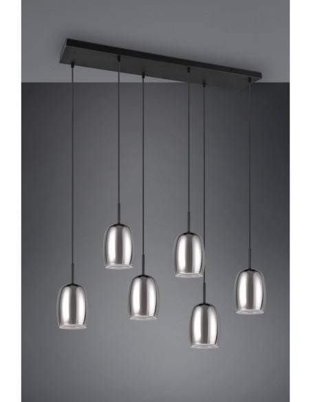 Trio Barret – Suspension contemporaine 6xE14, double abat-jour, style chic et intemporel