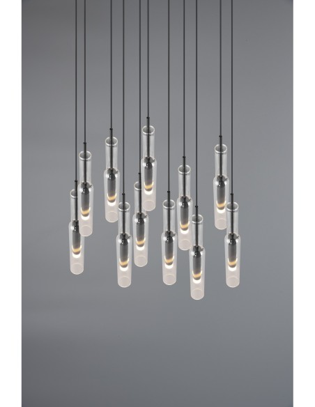 Suspension 11xLED SMD, 2,8W, 2300–4000K, Métal Noir-Chrome – Trio Select - Lucent