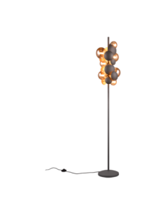 Trio Bubble – Lampadaire 7xG9, verre ambré et métal anthracite, design spectaculaire et moderne