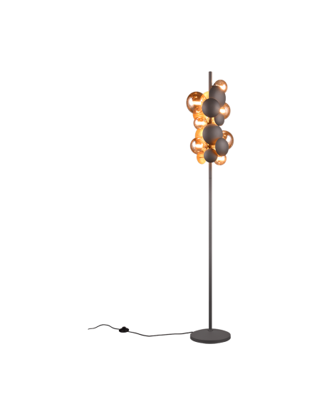 Trio Bubble – Lampadaire 7xG9, verre ambré et métal anthracite, design spectaculaire et moderne