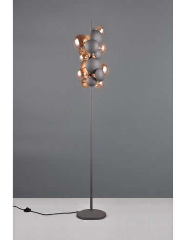 Trio Bubble – Lampadaire 7xG9, effet ombre et lumière, verre ambré, métal anthracite, touche chic