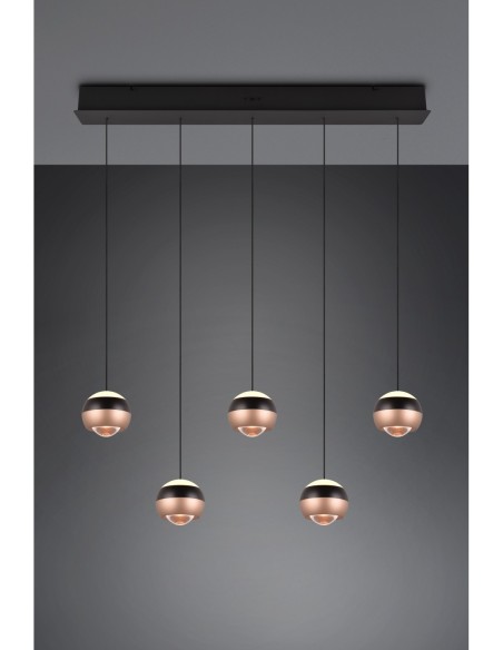 Trio Orbit – Suspension moderne 5xLED, ajustable en hauteur, trois couleurs de lumière, éclairage optimal