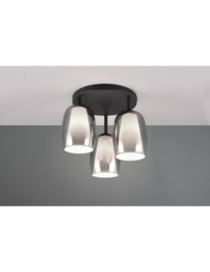 Trio Barret – Plafonnier élégant 3xE14, verre fumé et métal noir mat, lumière douce et moderne 2